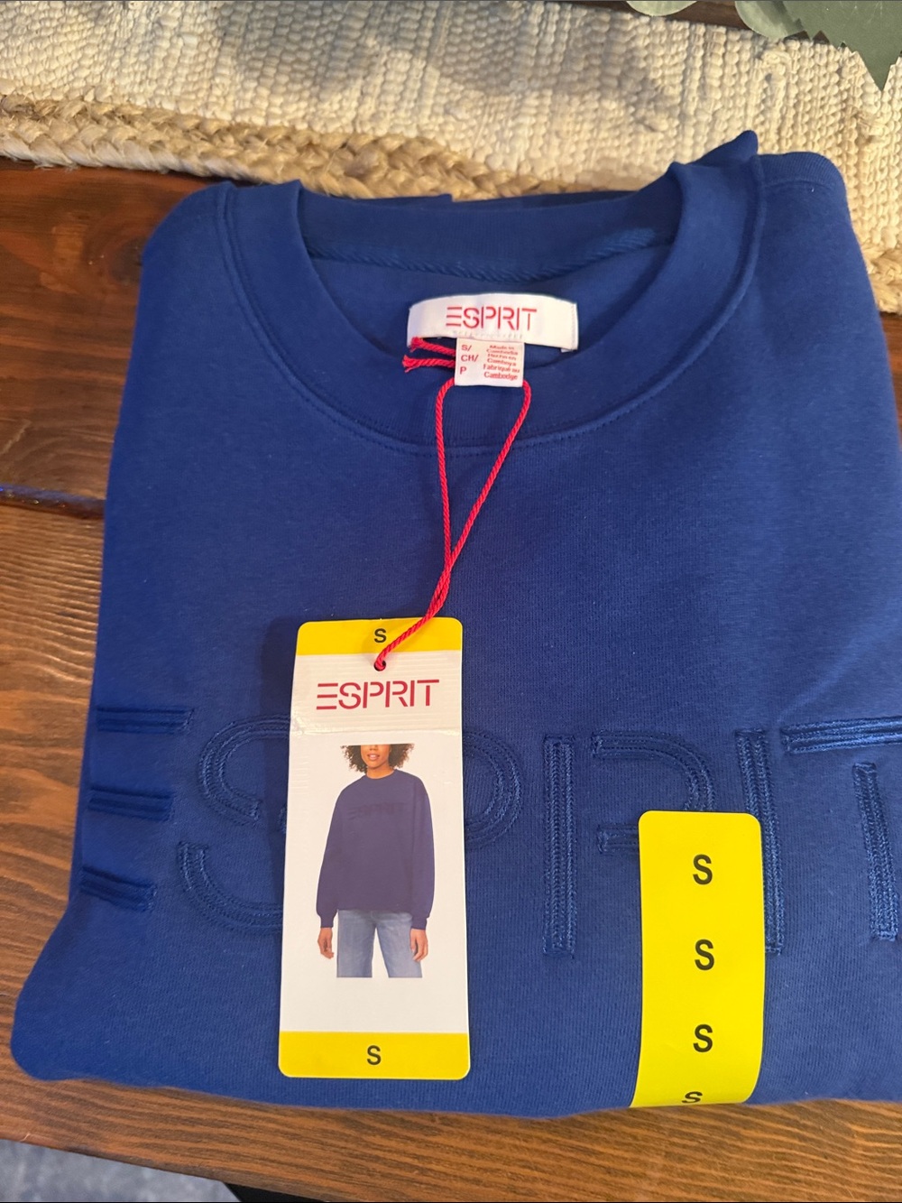 Esprit Royal Blue Embroidered Logo Crewneck Sweatshirt